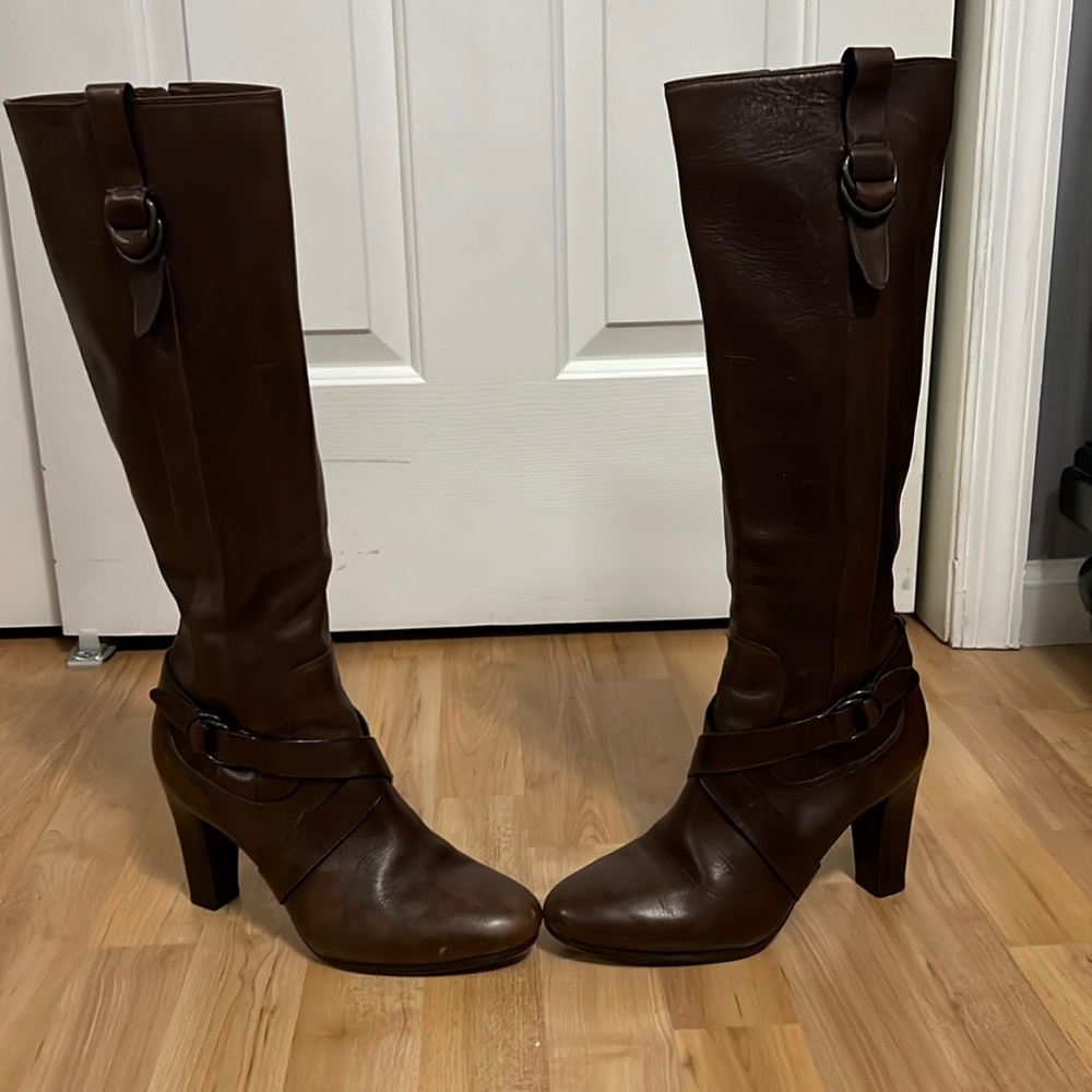 cole hana leather heeled boots